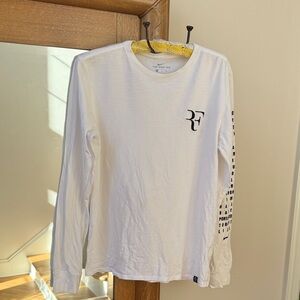 White Long Sleeve Shirt with Black RF Logo